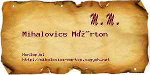 Mihalovics Márton névjegykártya